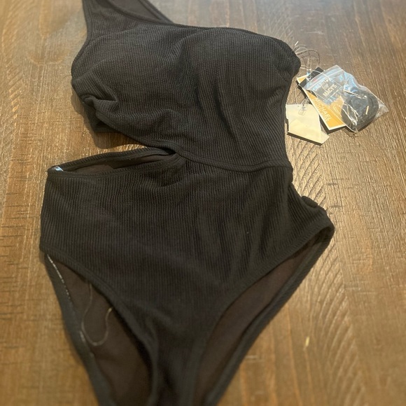 Michael Kors Black Asymmetrical One Piece Swimsuit - Picture 1 of 3